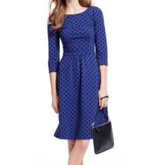 Boden Dresses & Skirts - Boden Blue Flocked Spot Ponte Knit Dress WH734